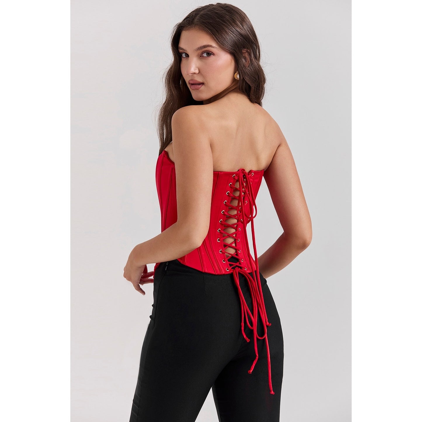 House of CB Scarlet Satin Lace Back Corset