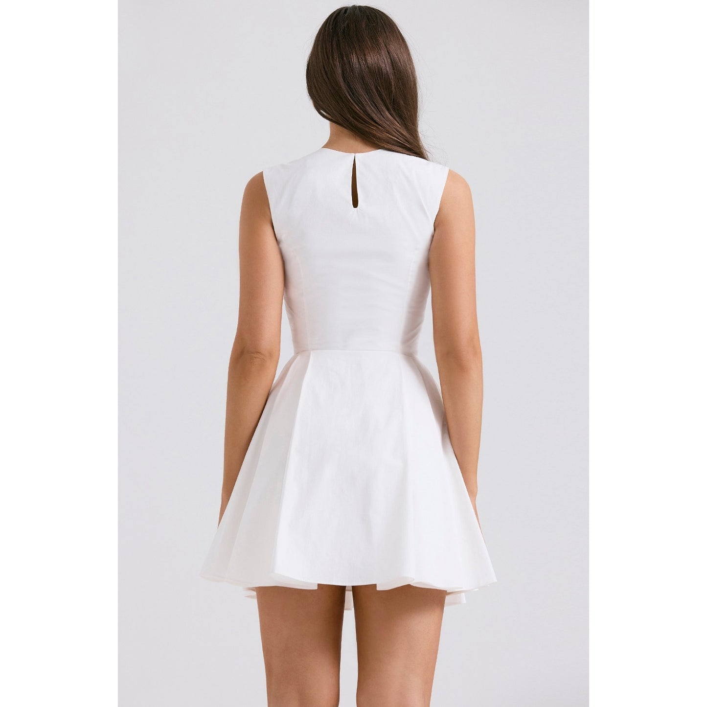 House of CB Claretta White Pleated Cotton Mini Dress