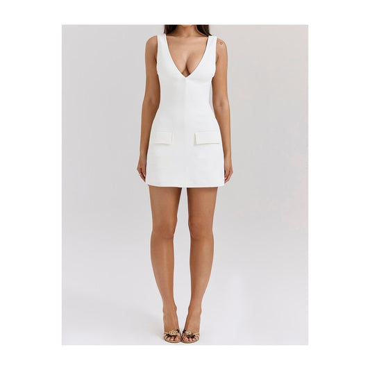 Olympia white plunge mini dress NWOT