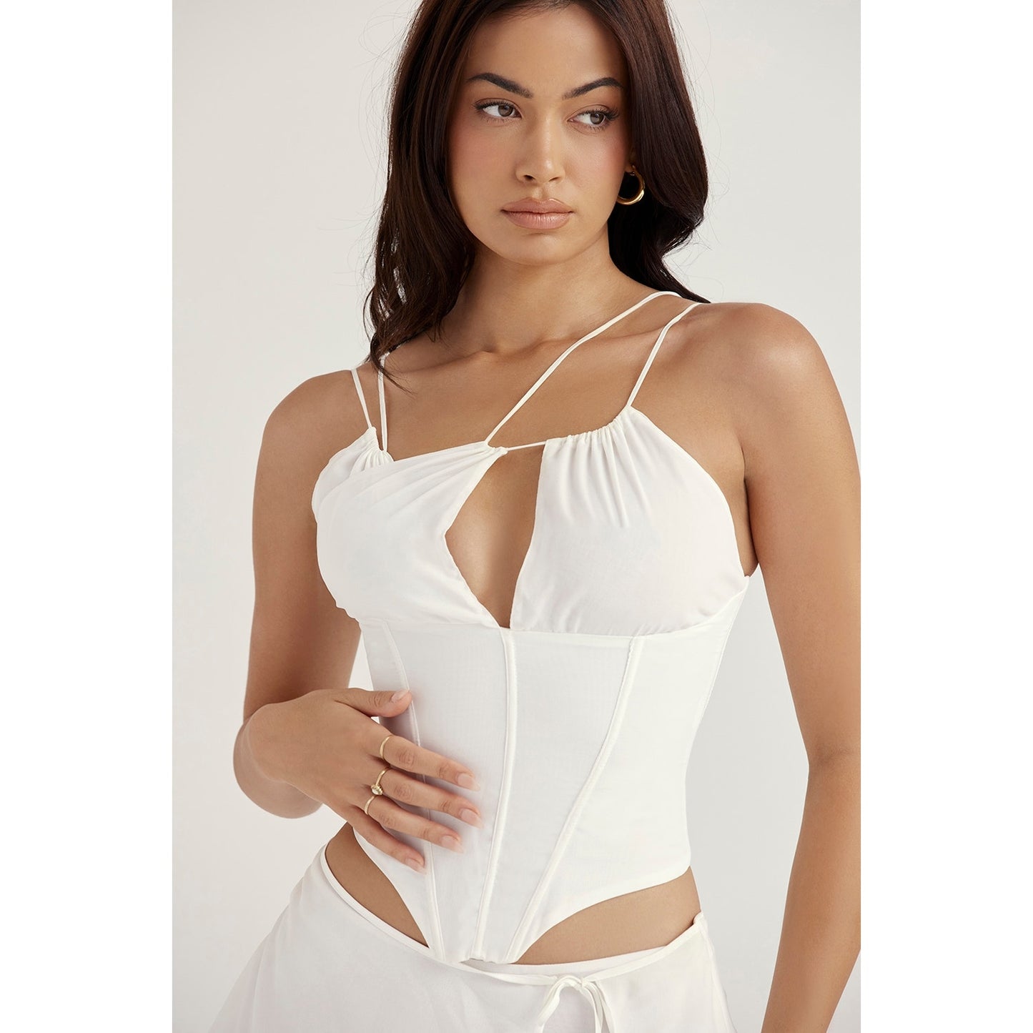House of CB Orla White Chiffon Strappy Corset