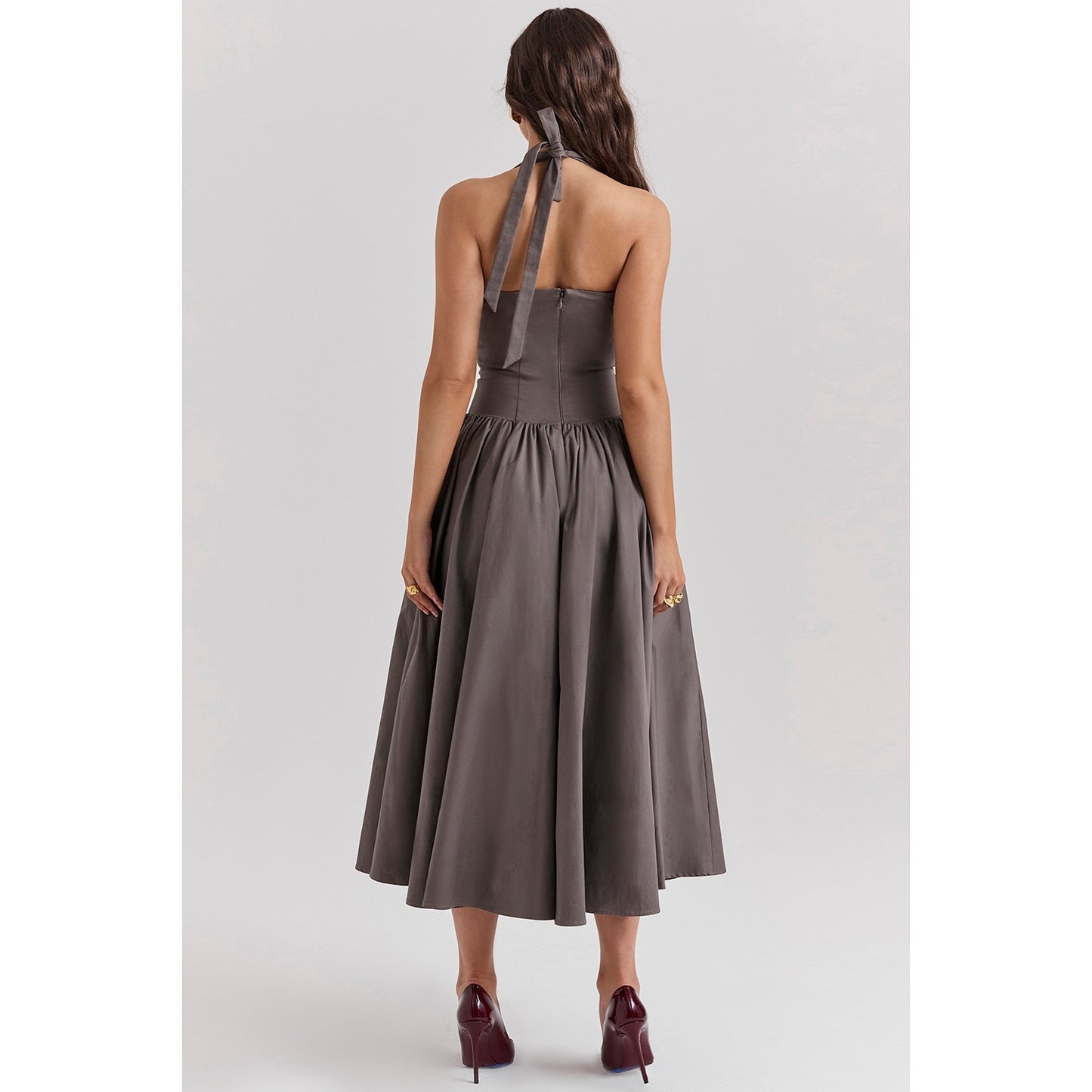 House of CB Coquette Smoke Halter Midi Dress