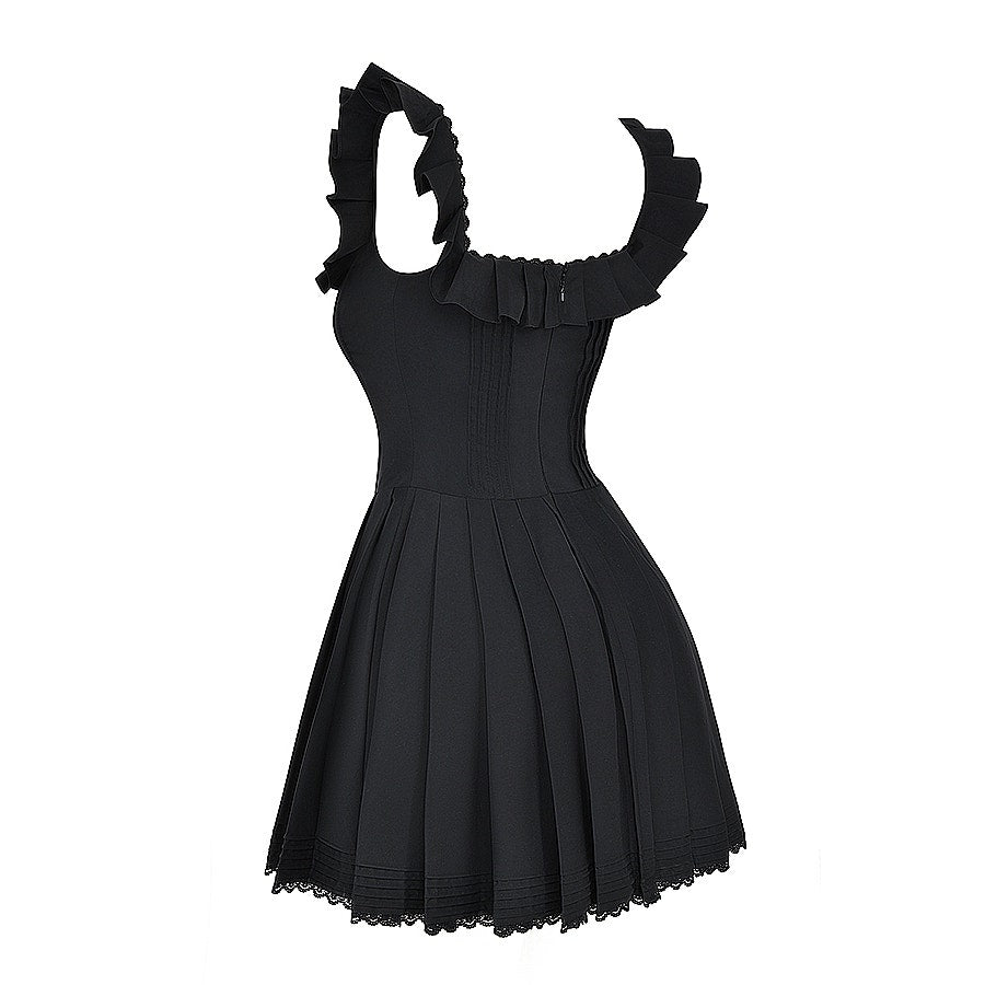 House of CB Jemima black pin tuck pleated dress