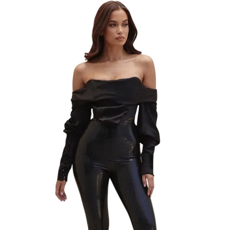 HOUSE OF CB 'Scarlett' Duchess Satin Off Shoulder Corset Top NWOT