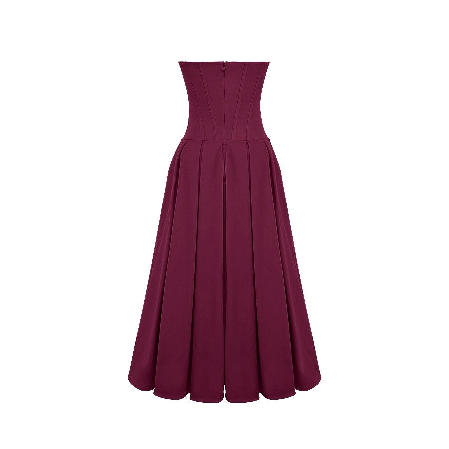 House of CB Lady Wine Strapless Midi Dress