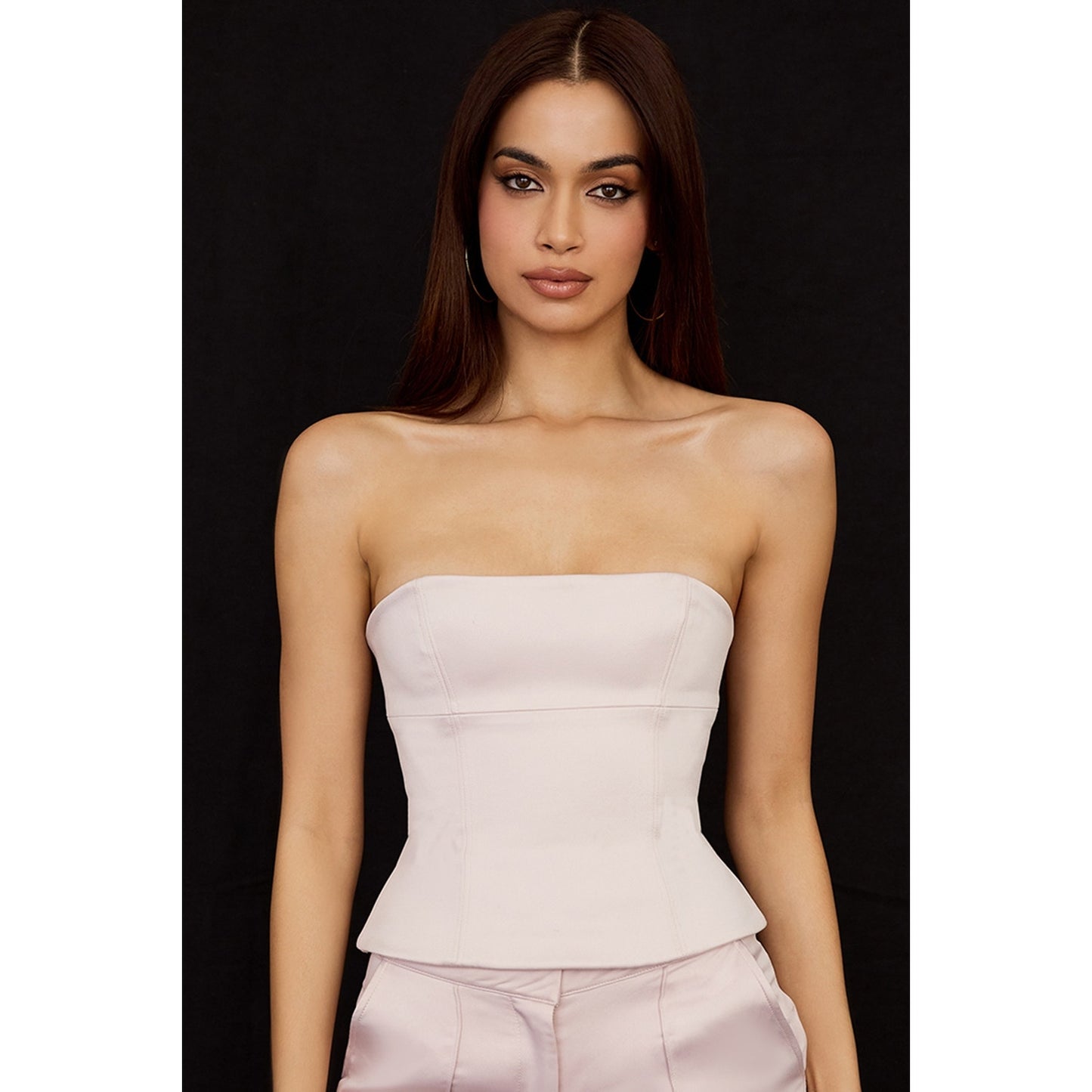 House of CB Angelica crystal satin strapless corset