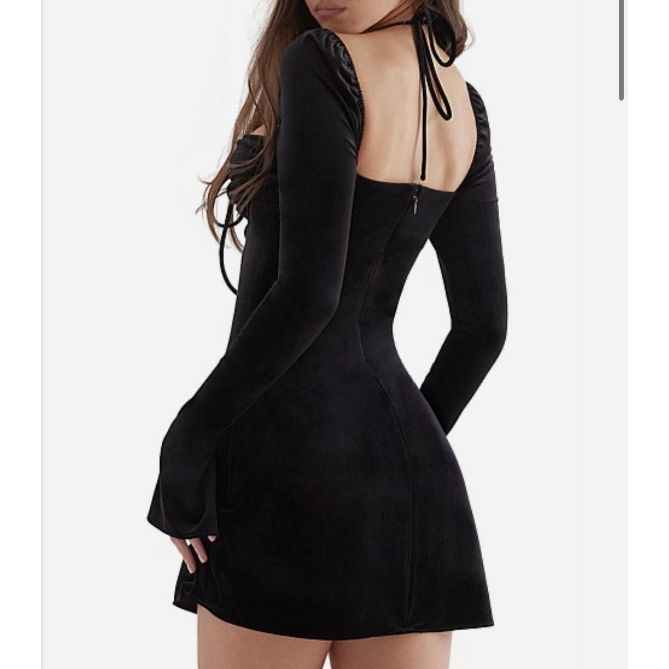 BABYDOLL BLACK VELVET HALTER MINI DRESS