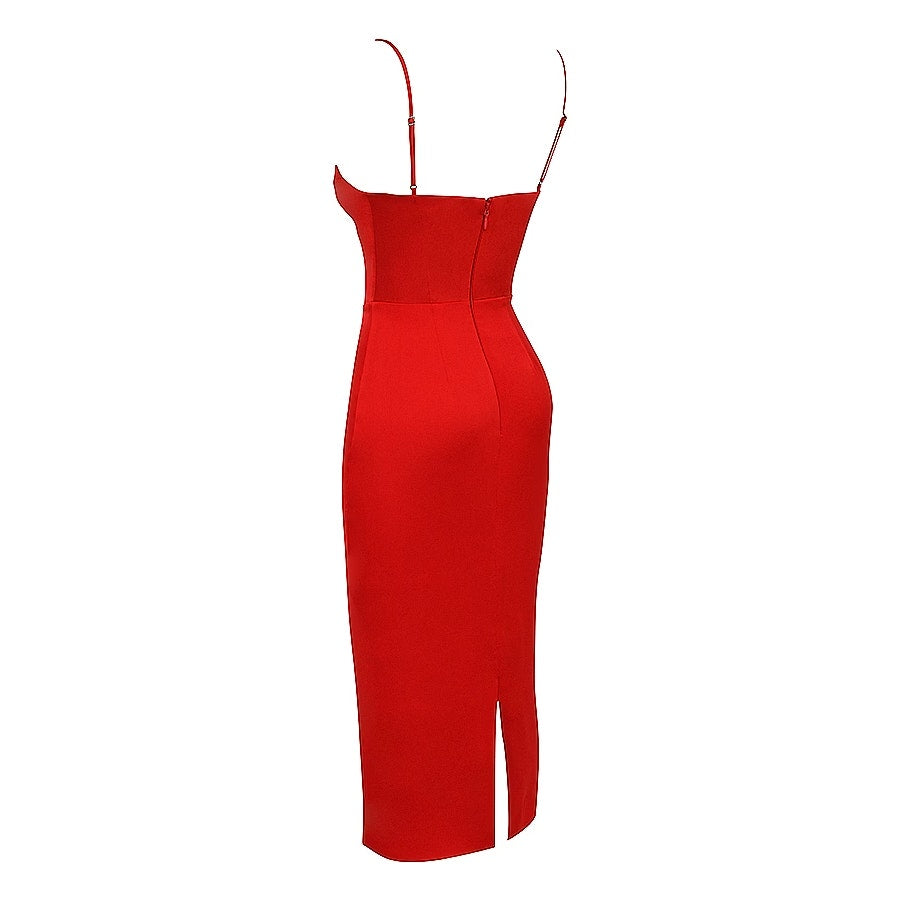 Anais scarlet satin corset midi dress NWOT Authenthic