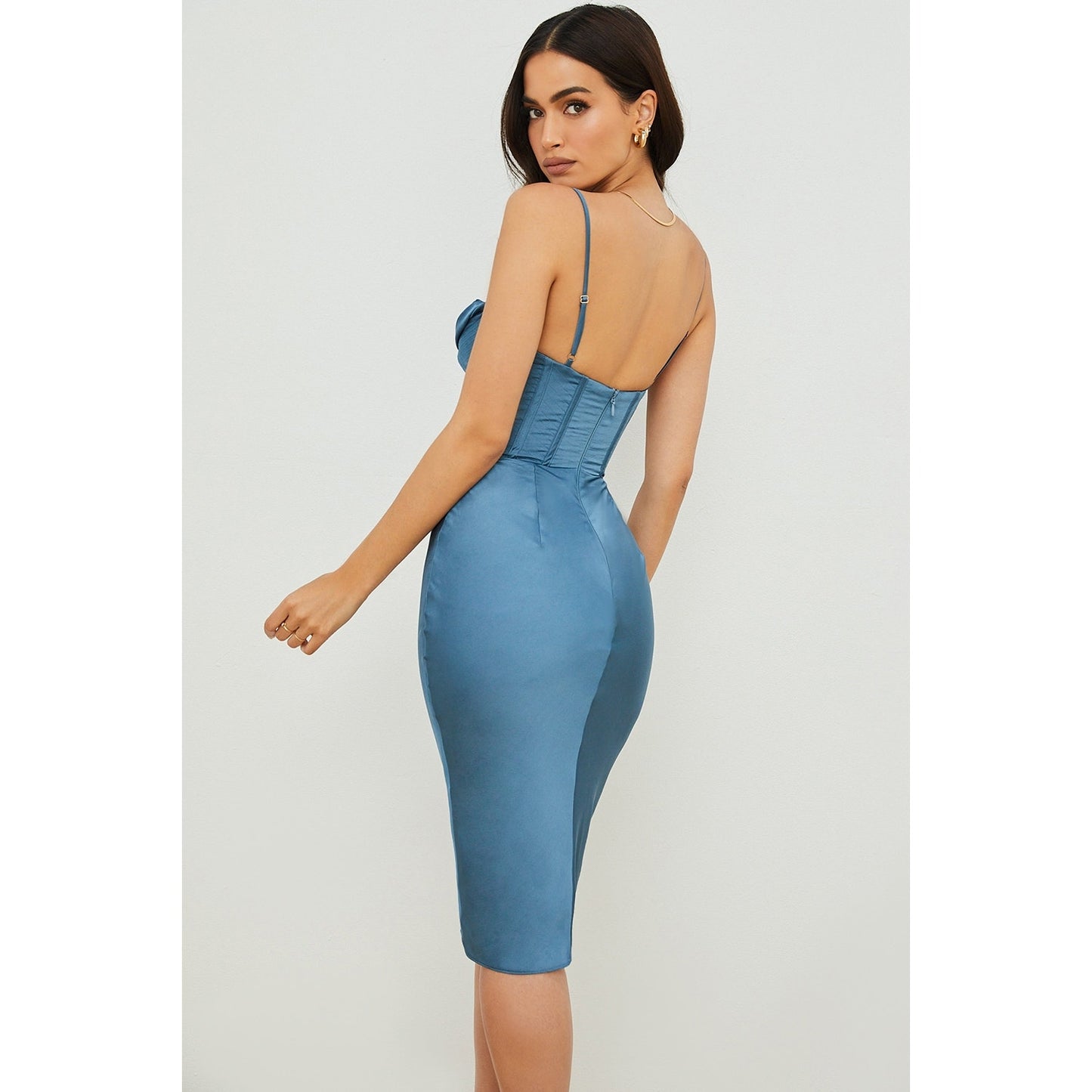House of CB Myrna aegean blue corset midi dress