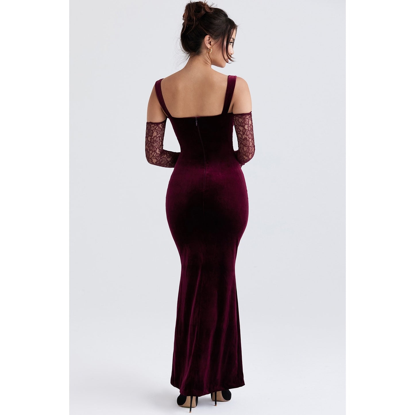 House of CB IVY Black Cherry Velvet Maxi Dress