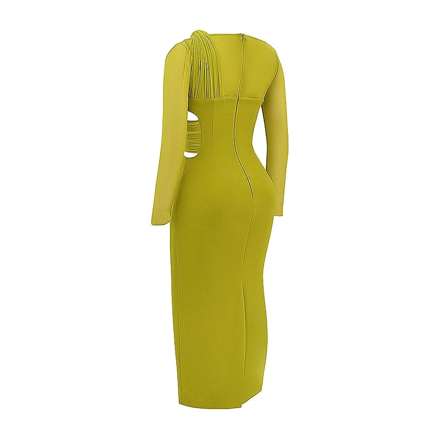 ZAHRA House of CB XS CHARTREUSE PLUNGE MAXI DRESS