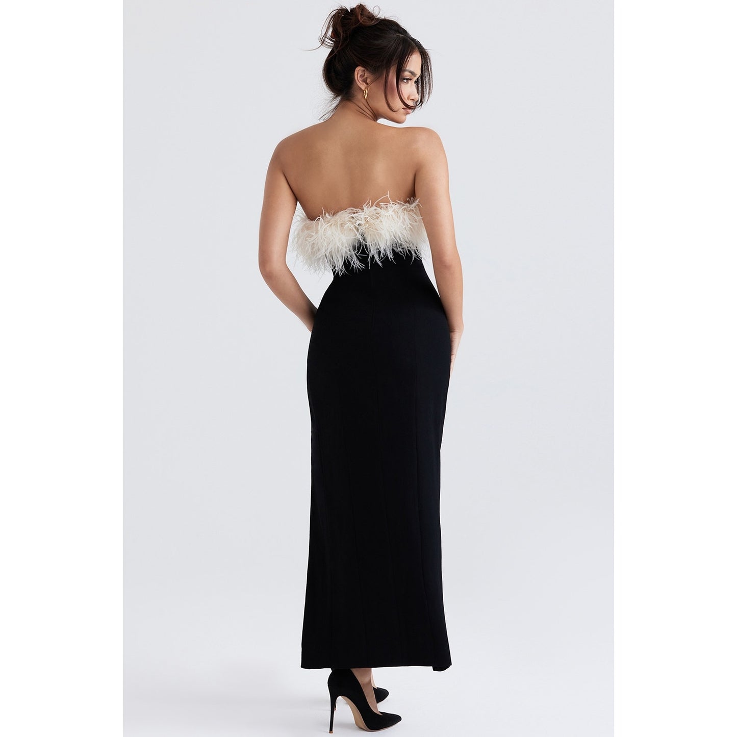House of CB Sarai black thigh split dress
