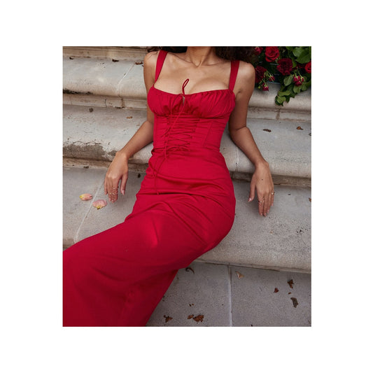 Valencia red rose corset dress - NWOT