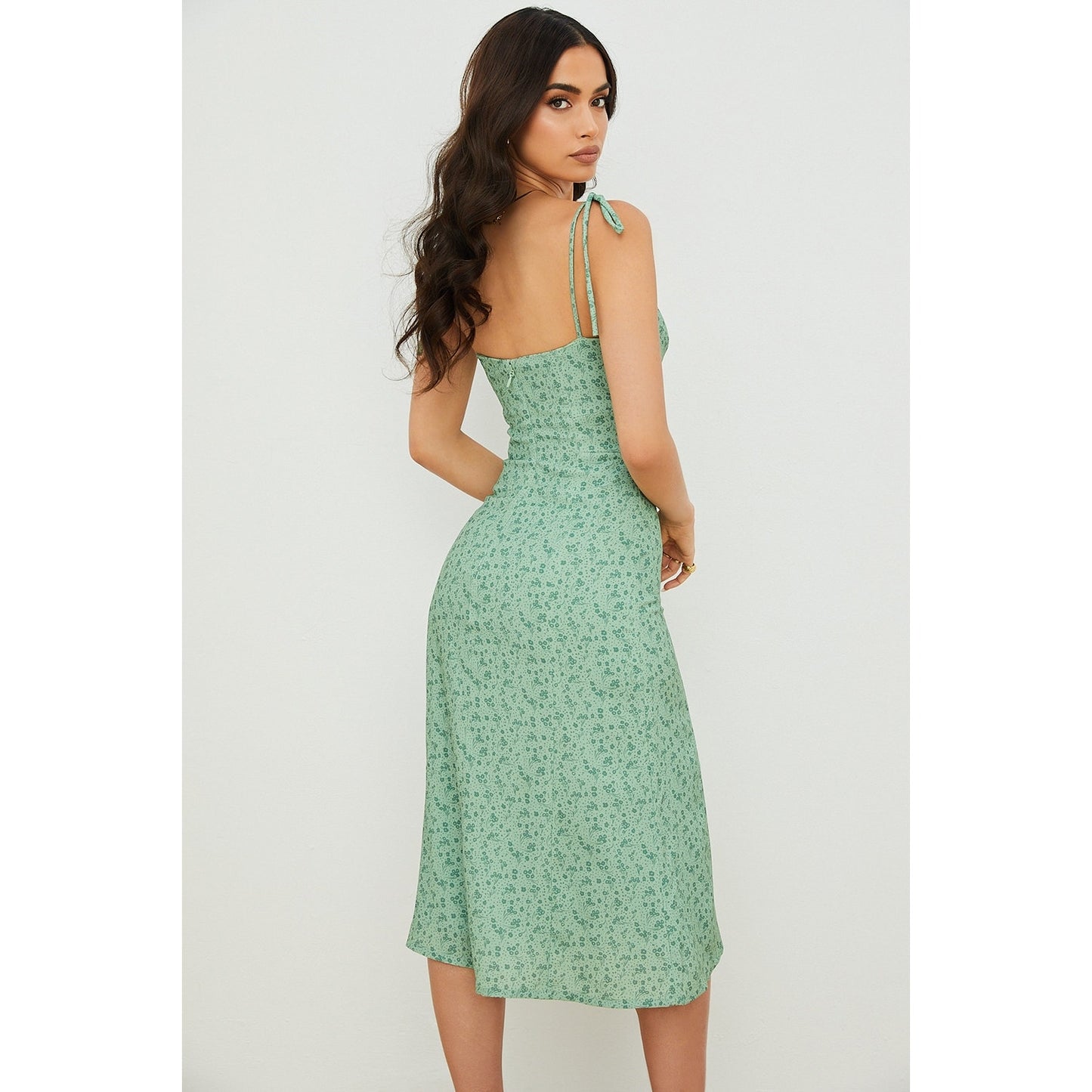 House of CB Cornelia green tonal floral midi dress