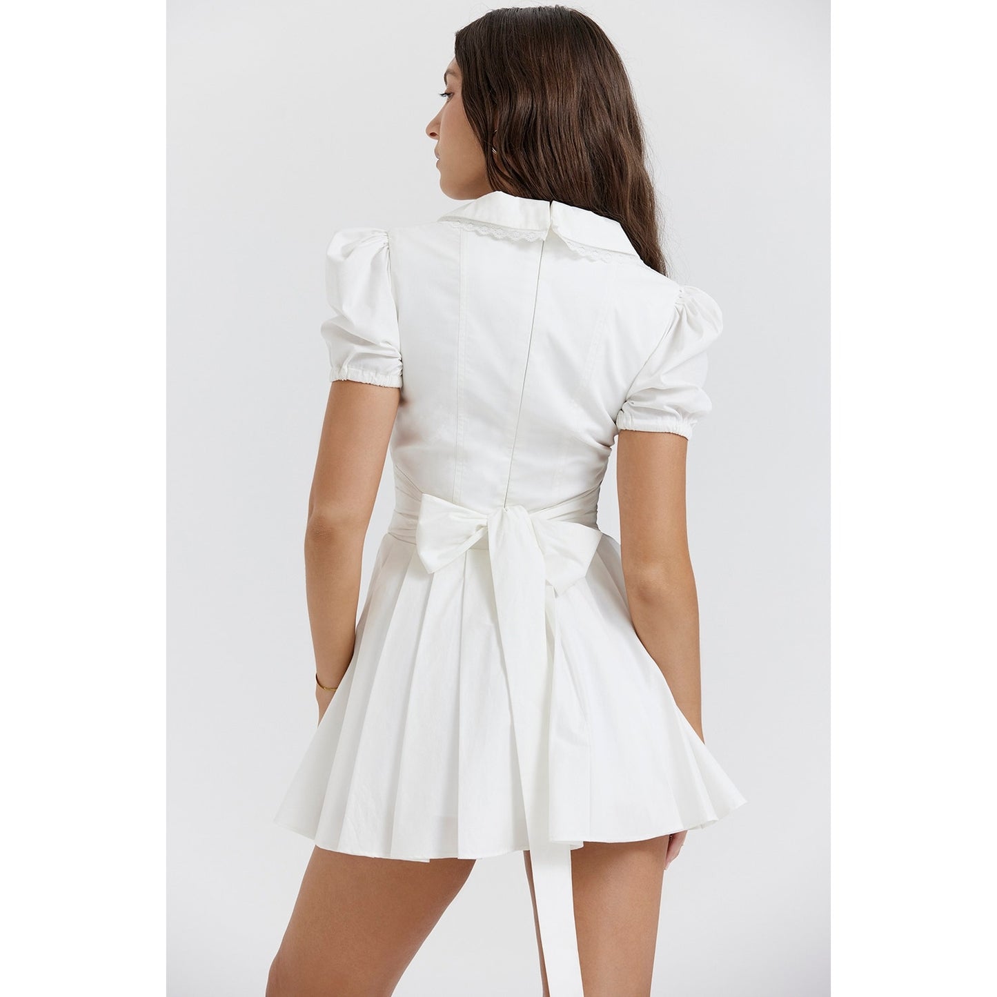 House of CB Piera white pleated mini dress