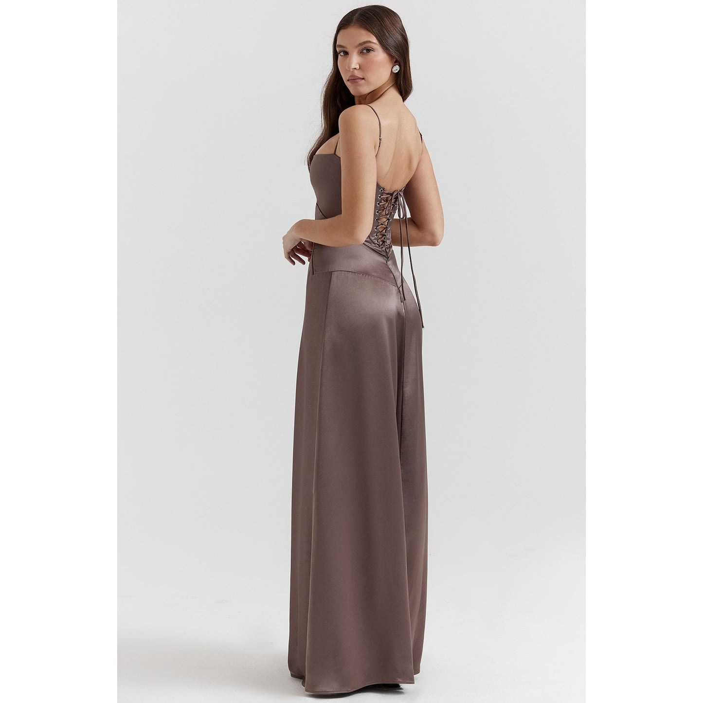House of CB Anabella smoke lace up maxi dress