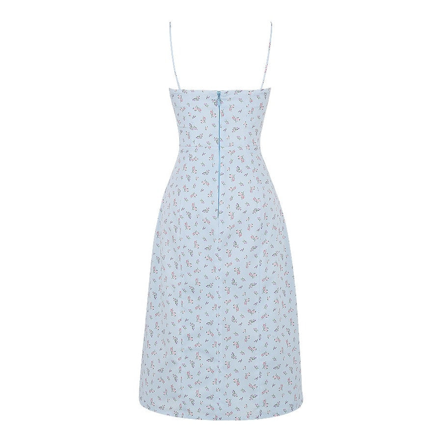 House of CB Carina blue floral bustier midi dress