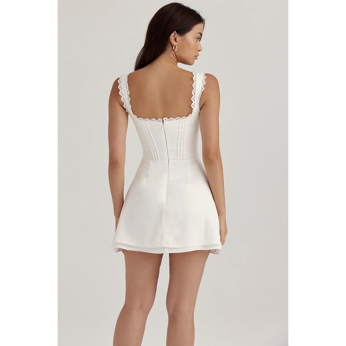 House of CB Tilly White Pin Tuck Mini Dress