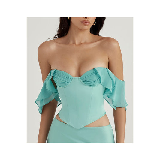 Isabella Jade Ruffle Sleeve Corset Top - NWOT