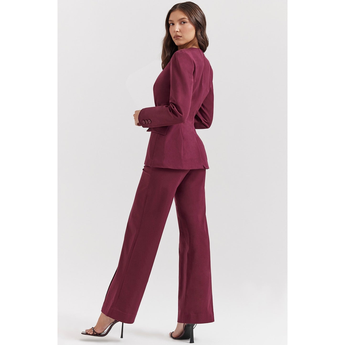 House of CB Rivi wine straight leg trousers