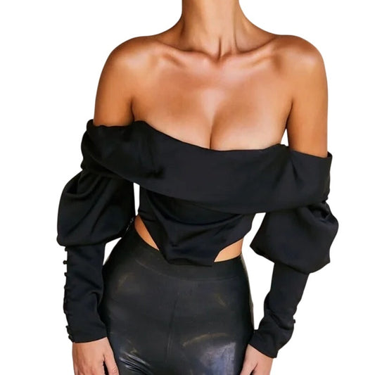 HOUSE OF CB 'Scarlett' Duchess Satin Off Shoulder Corset Top NWOT
