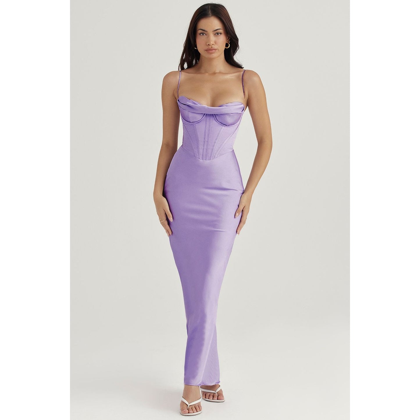 House of CB CHARMAINE Lavender Corset Maxi Dress