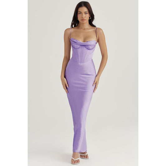 House of CB CHARMAINE Lavender Corset Maxi Dress