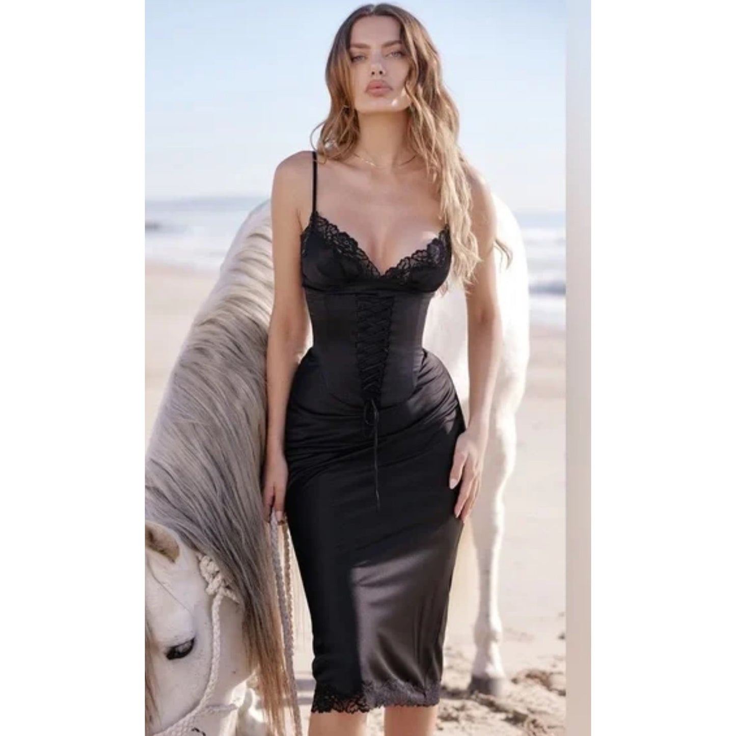 Salma Black Satin Slip Dress