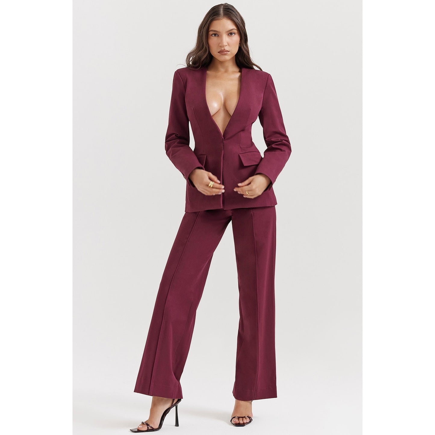 House of CB Rivi wine straight leg trousers