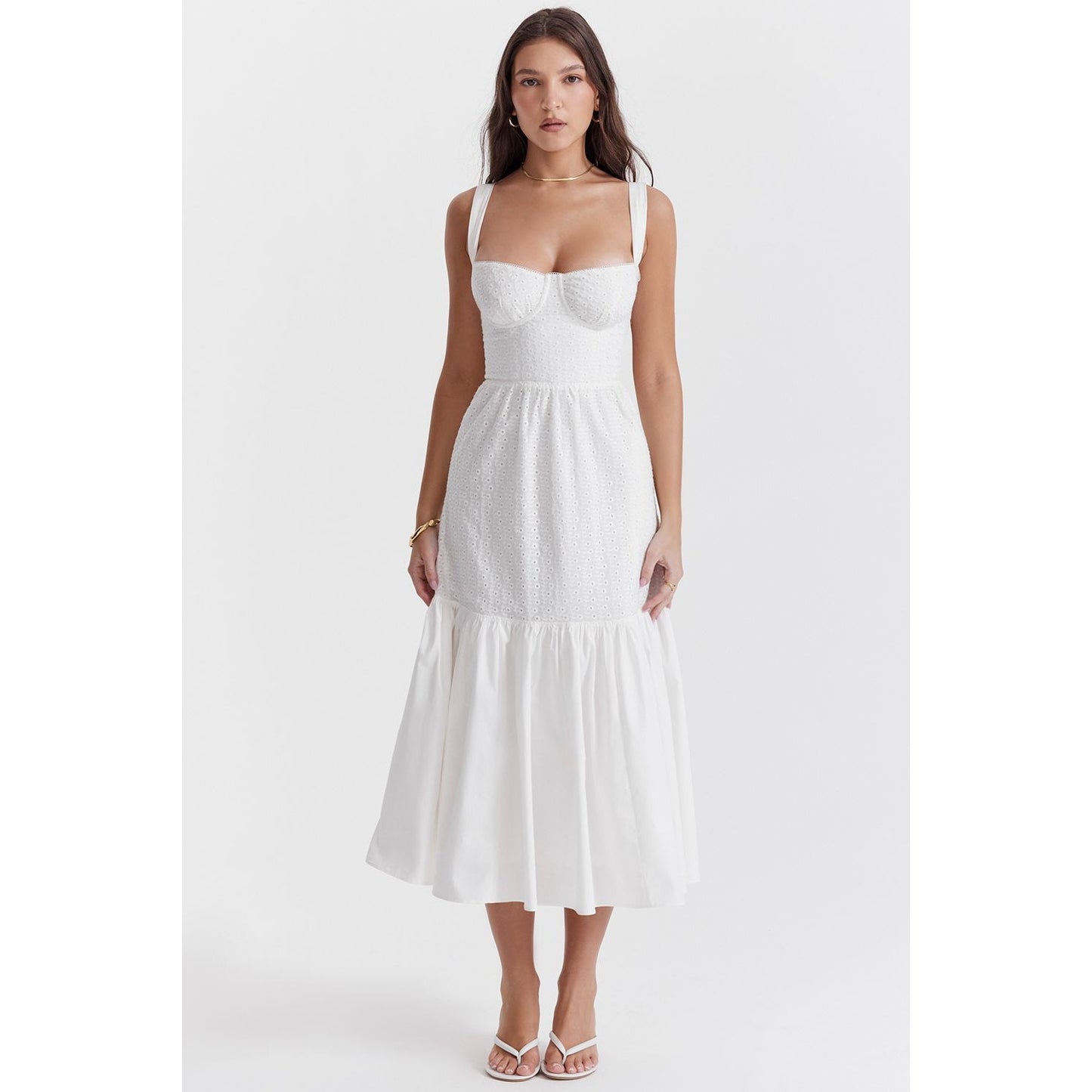 House of CB ELIA White Broderie Anglaise Midi Sundress