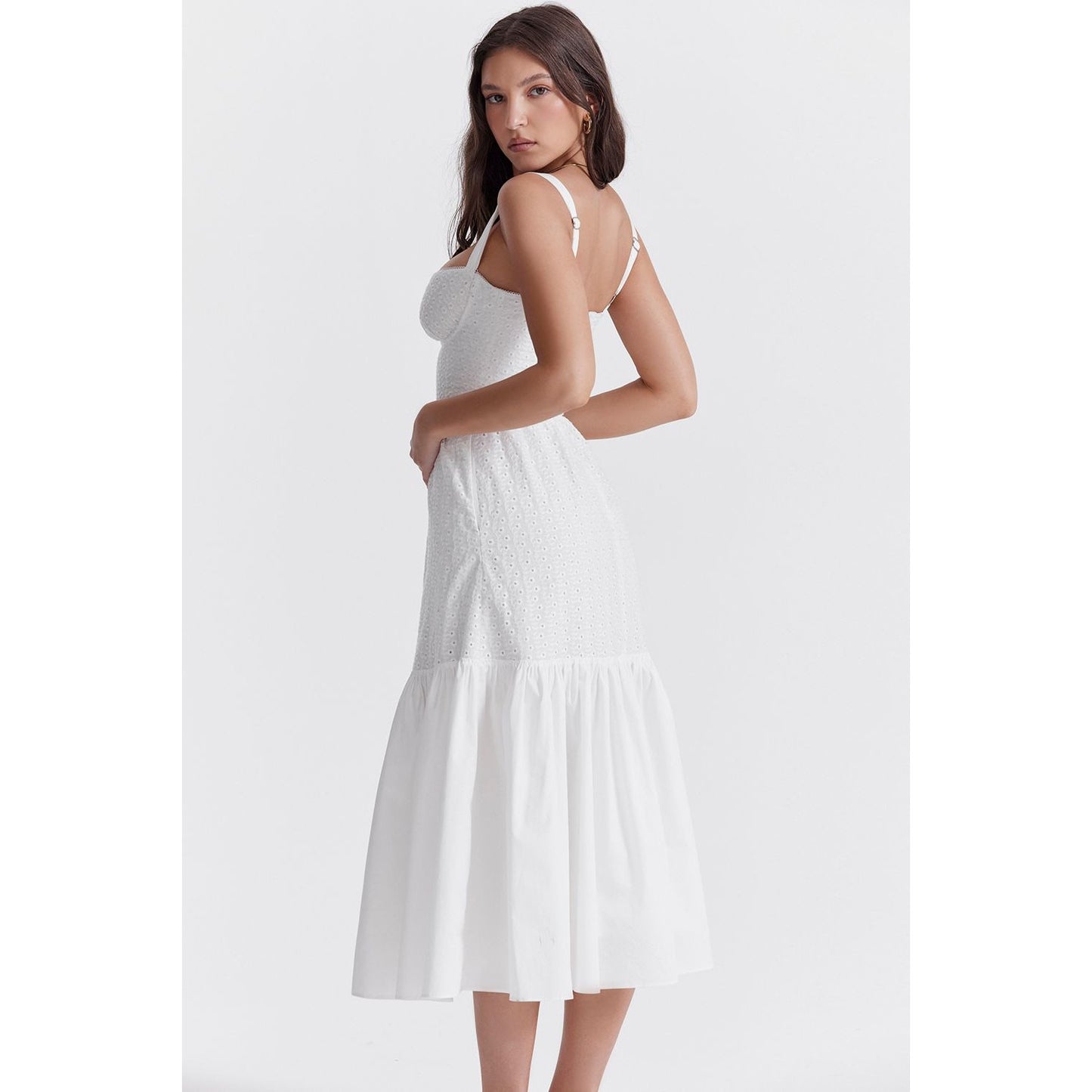 House of CB ELIA White Broderie Anglaise Midi Sundress