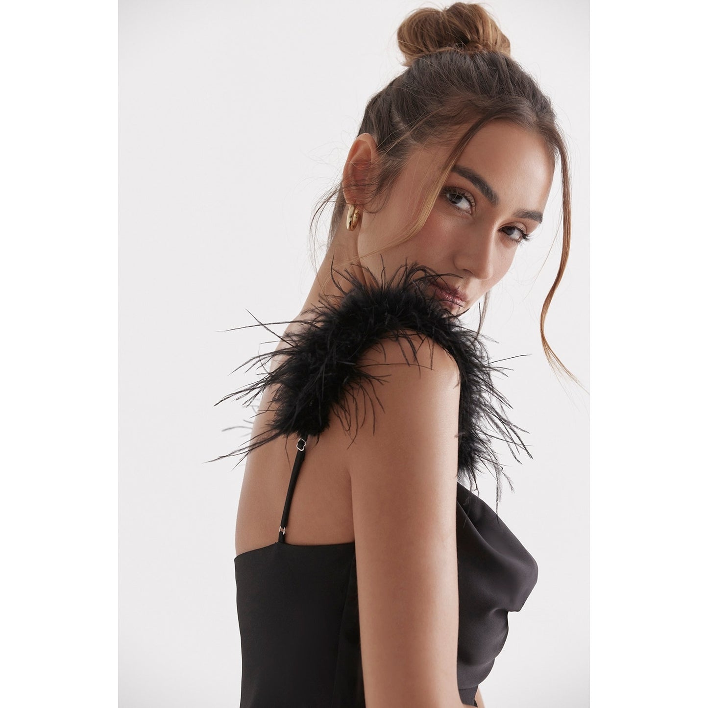 House of CB Tabitha black satin maxi dress