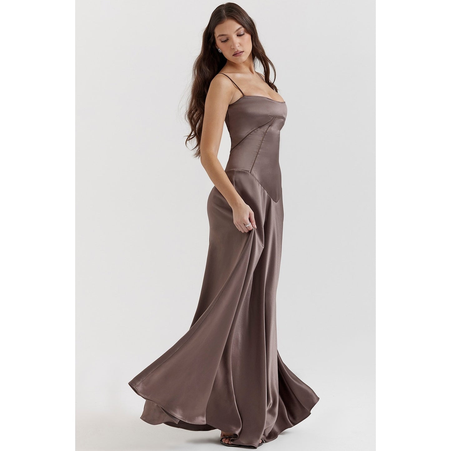 House of CB Anabella smoke lace up maxi dress