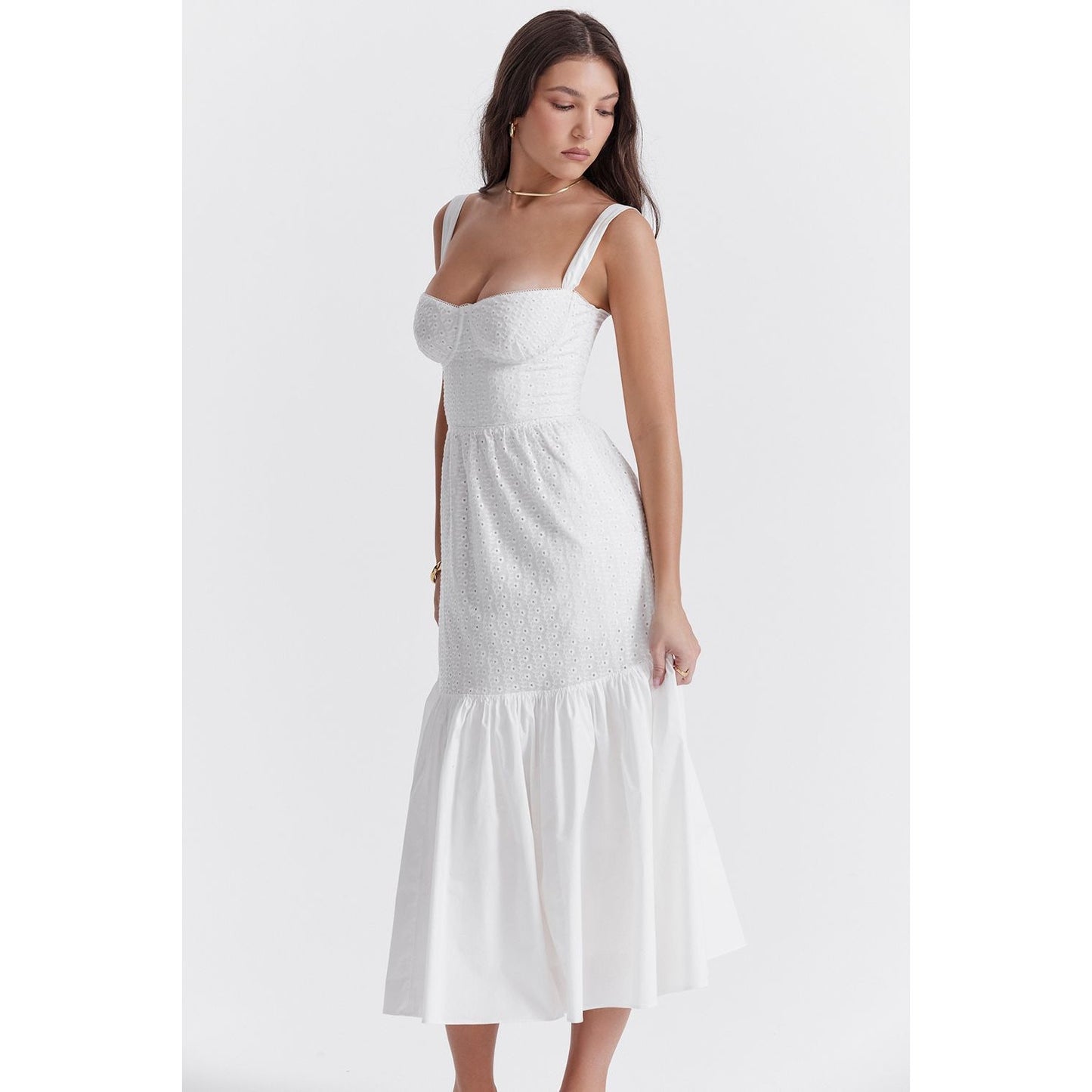 House of CB ELIA White Broderie Anglaise Midi Sundress