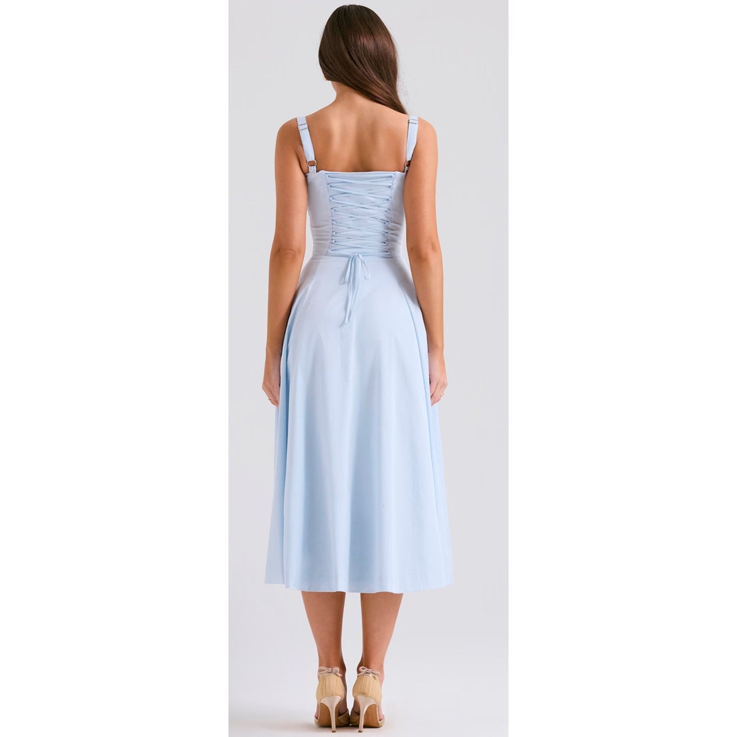 Carmen Soft Blue Cotton Bustier Sundress House of CB