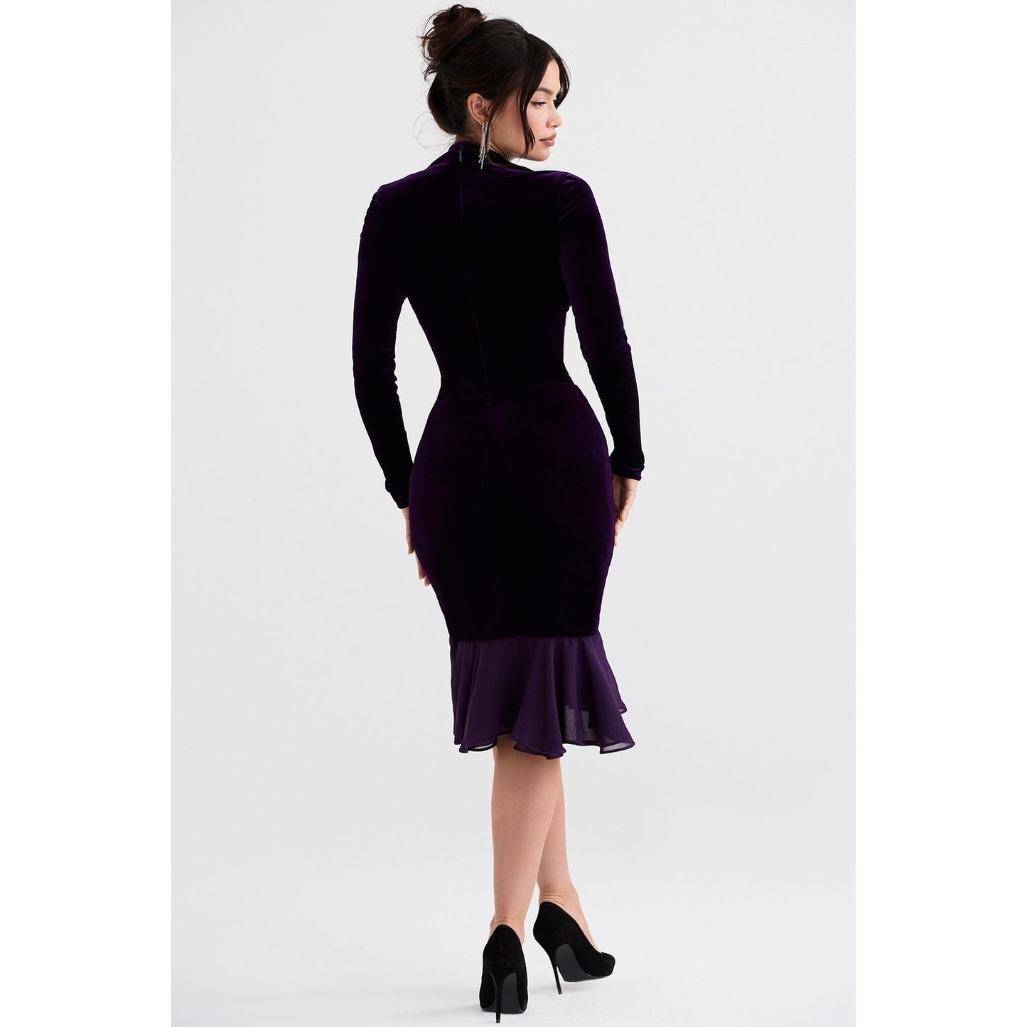 House of CB Dahna Dark Purple Velvet Corset Dress