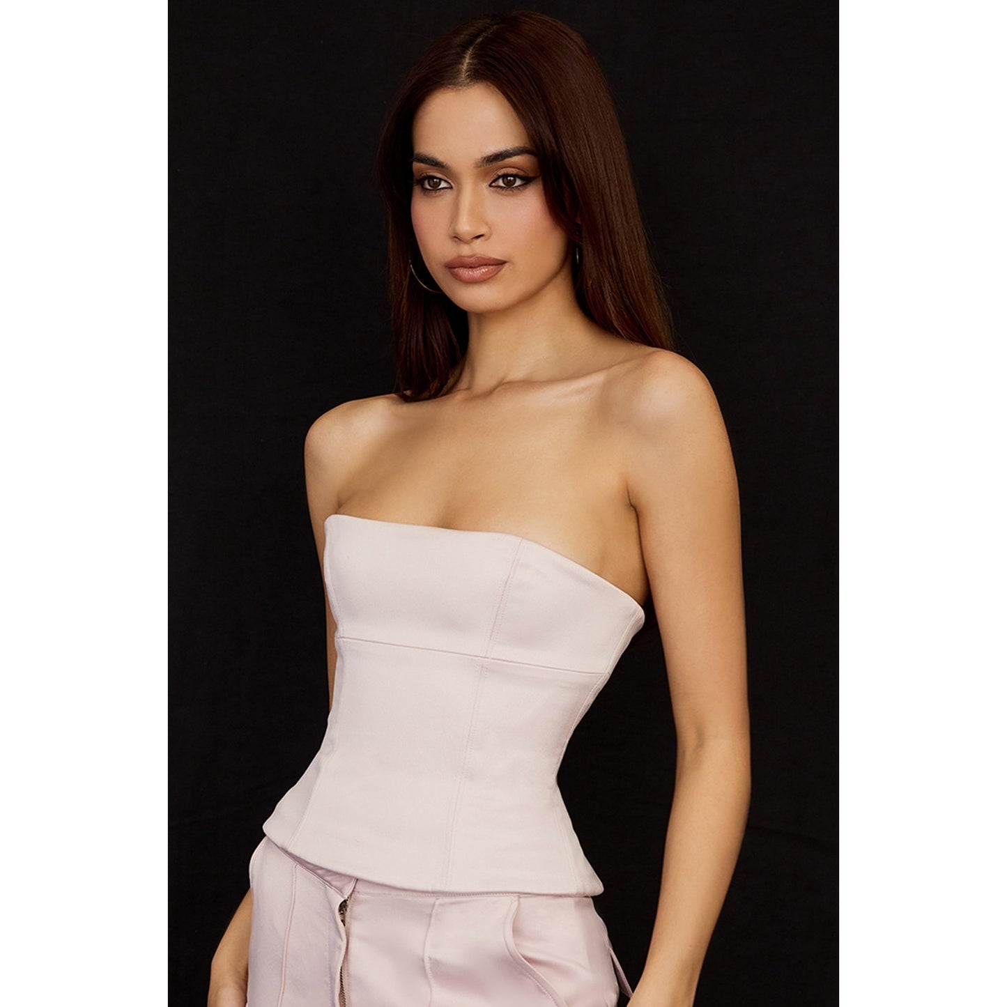 House of CB Angelica crystal satin strapless corset