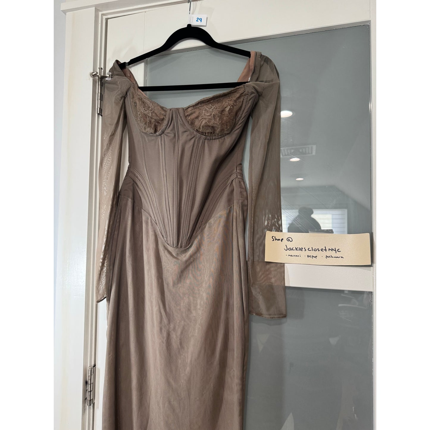 SAFRAN Mocha Corset Midi Dress