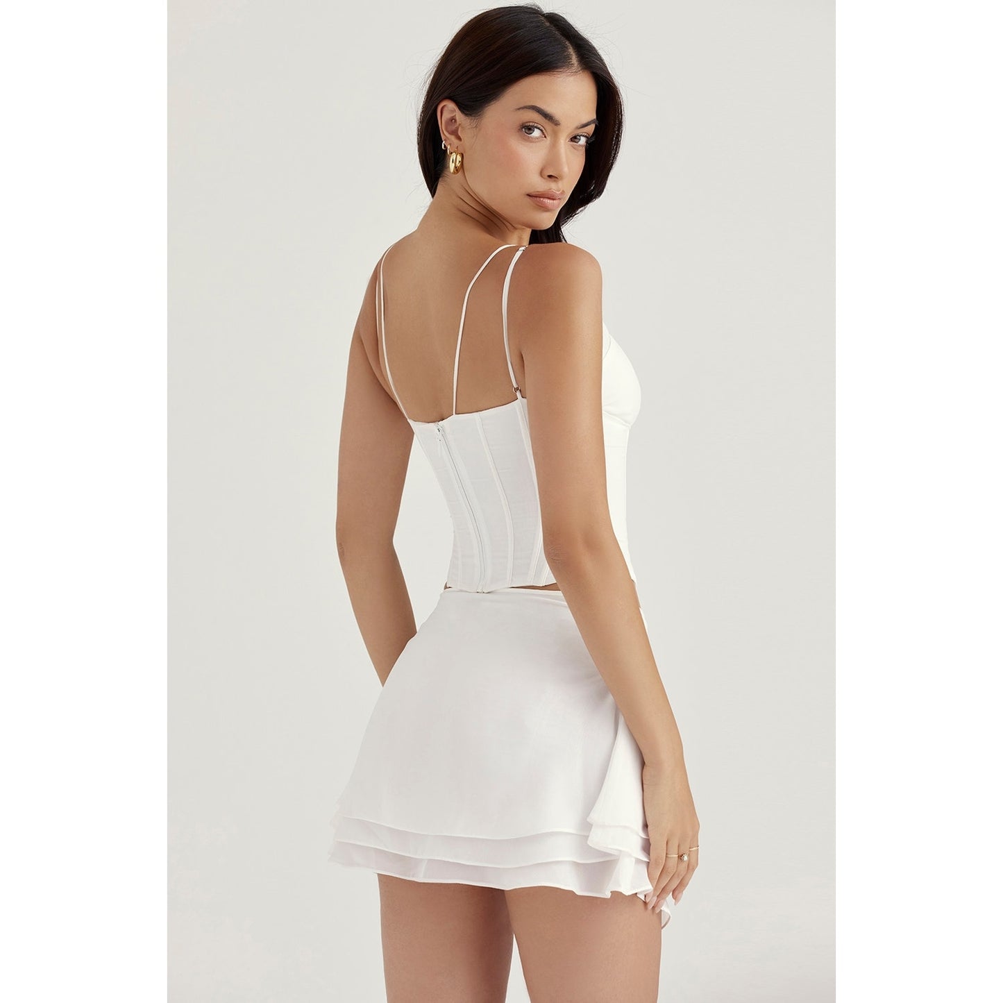 House of CB Orla White Chiffon Strappy Corset