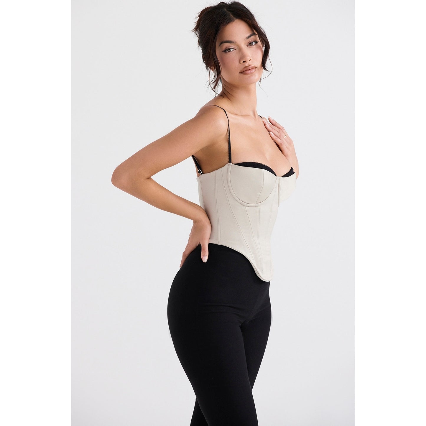 House of CB Luette beige satin underwired corset