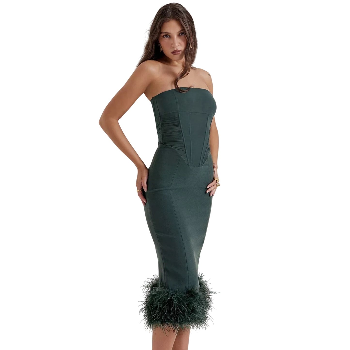 FIONULA House OF CB
Emerald Green Strapless Corset Dress