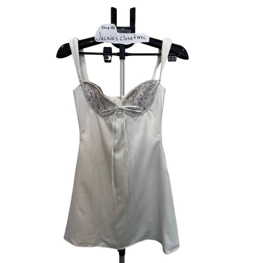 House of CB White Satin And Lace Mini Dress