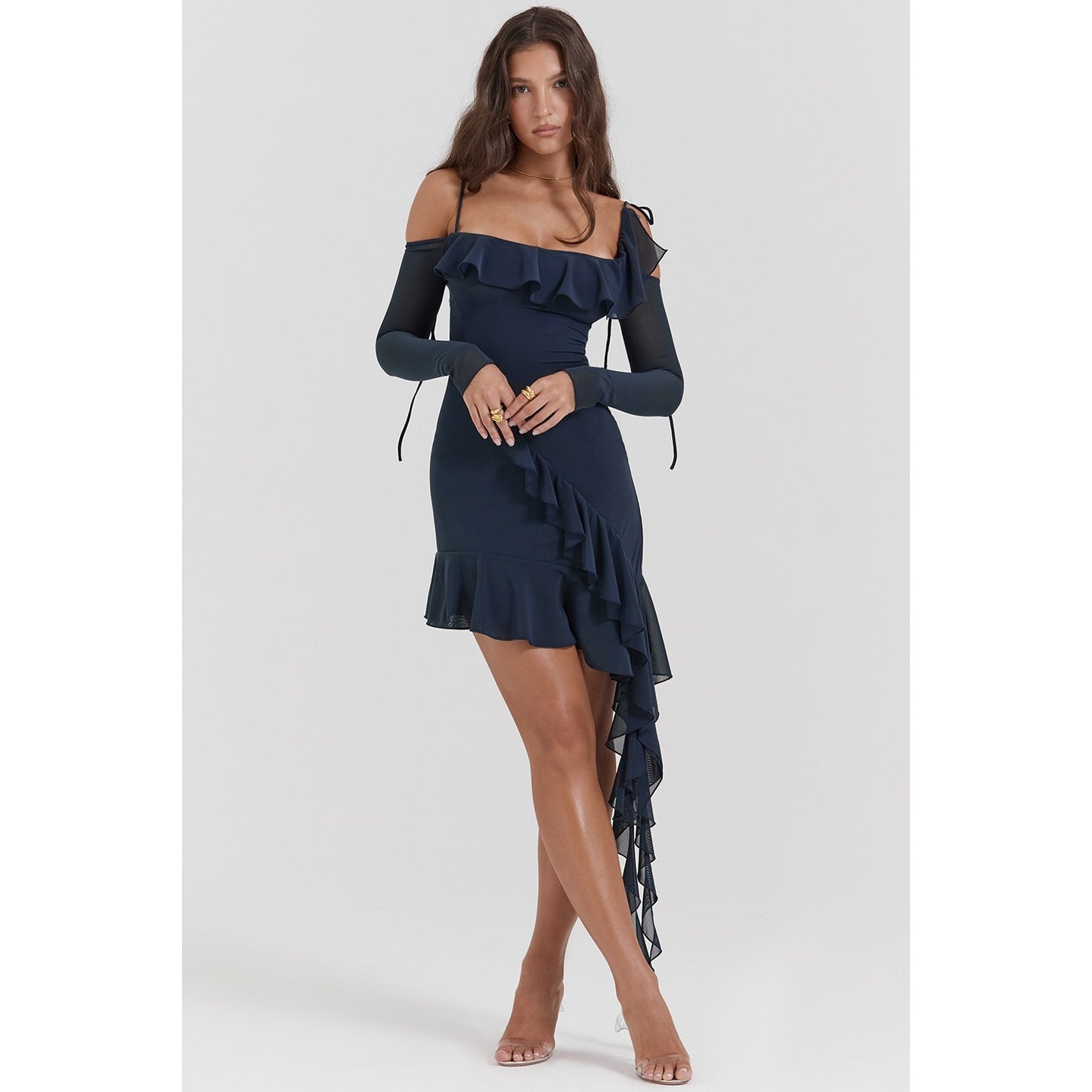 House of CB Kiki French Navy Ruffle Mini Dress