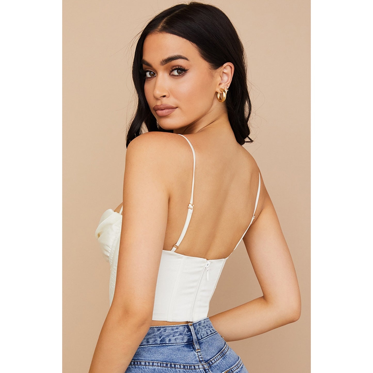 House of CB Bea ivory satin draped corset
