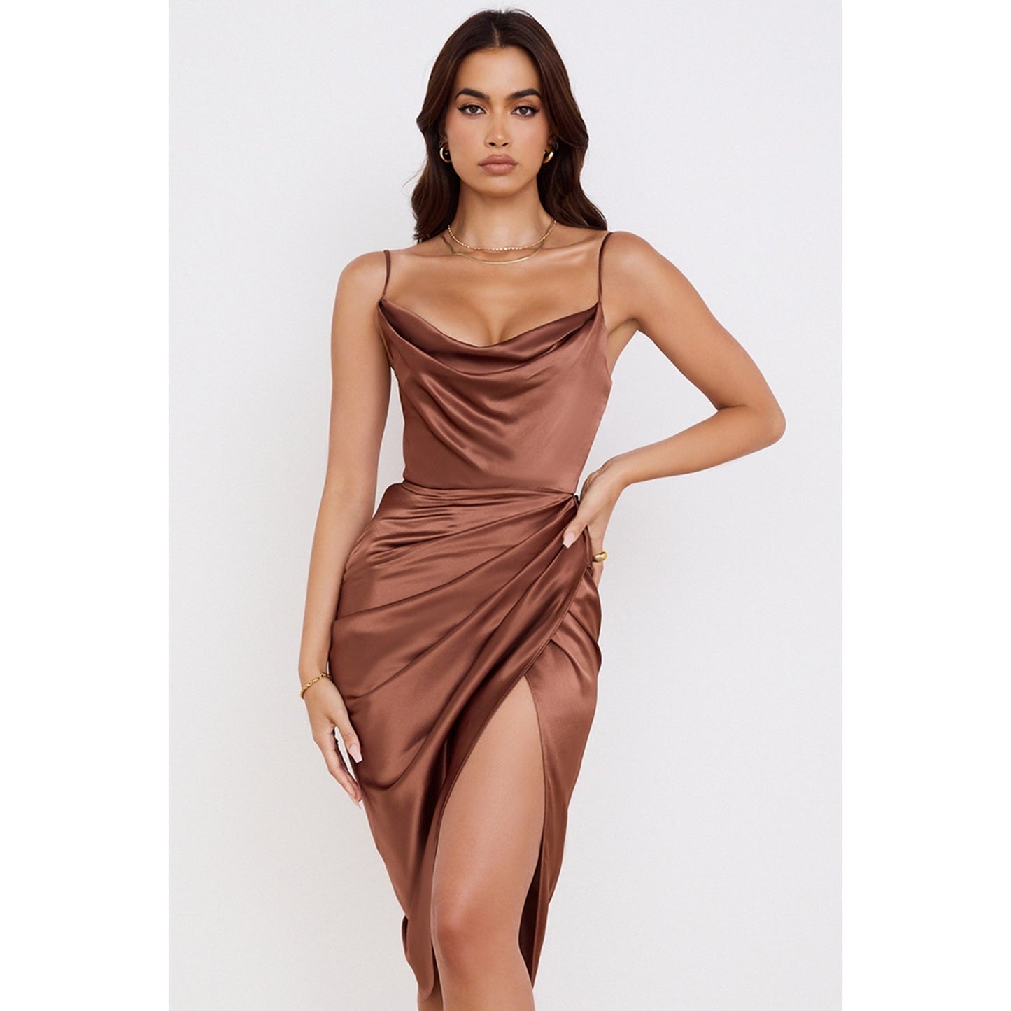 House of CB Reva Toffee Satin Balcony Corset Dress