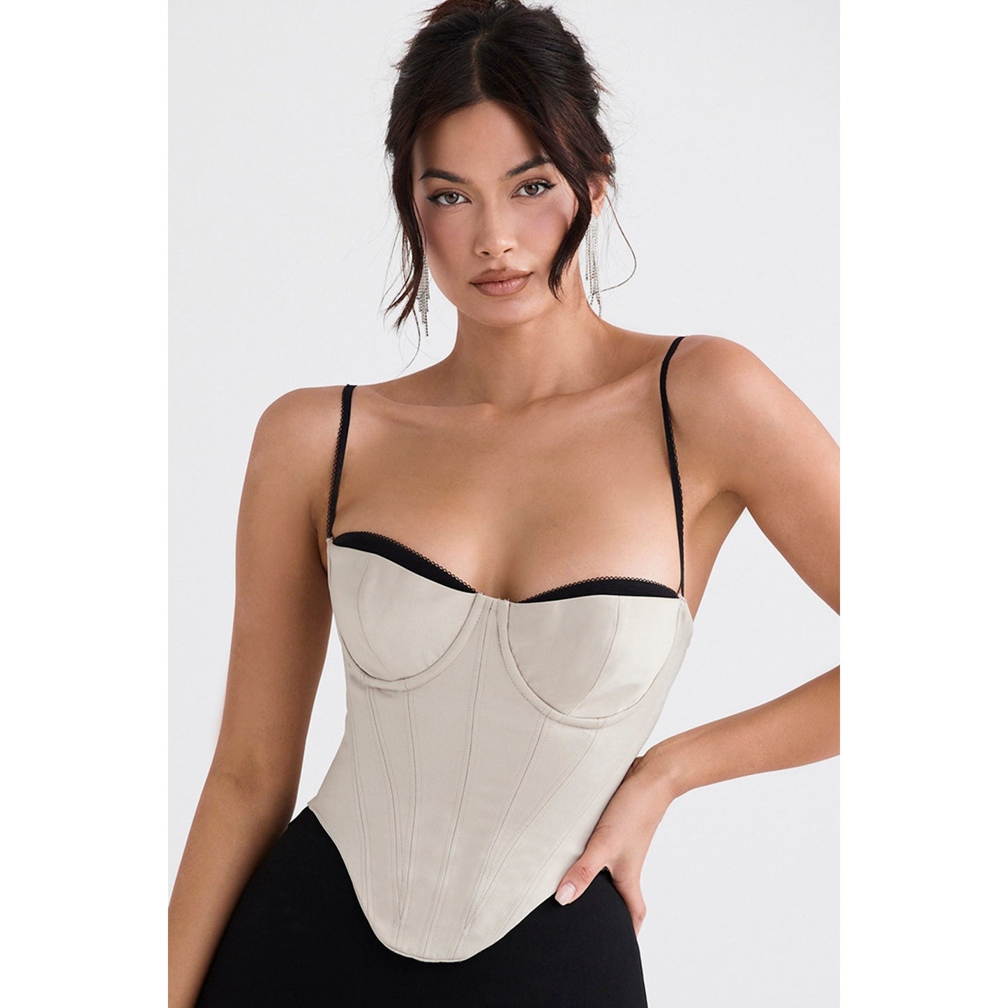 House of CB Luette beige satin underwired corset