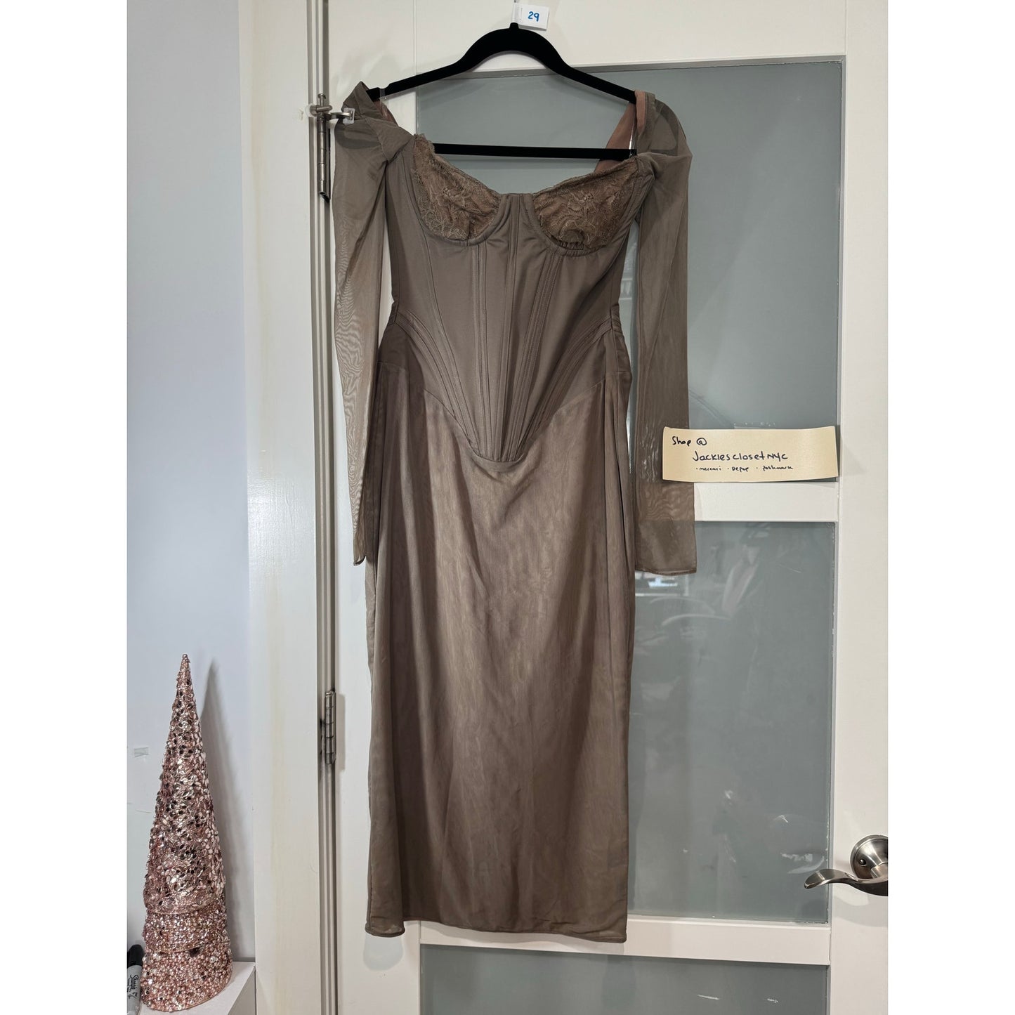 SAFRAN Mocha Corset Midi Dress