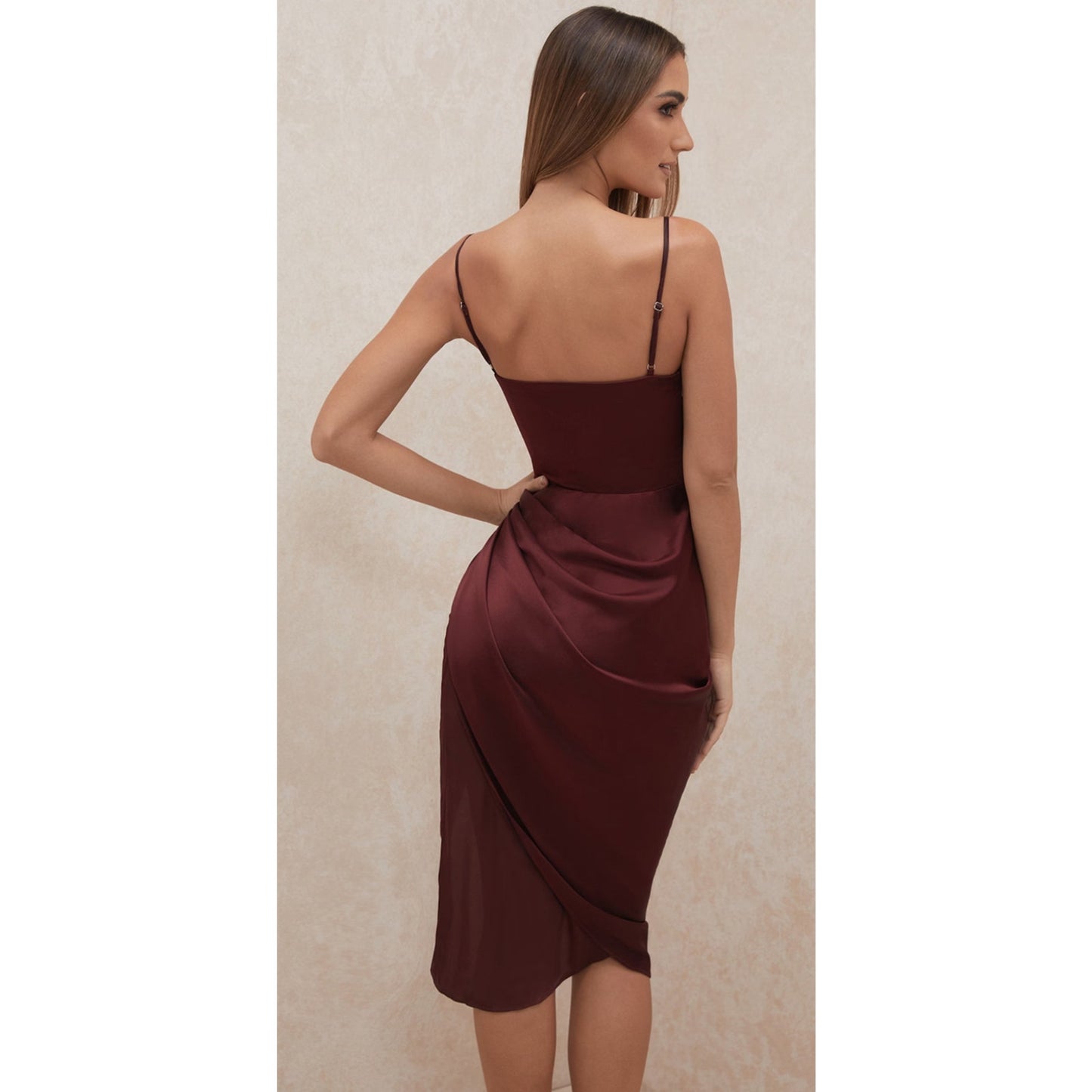 REVA RAISIN SATIN BALCONY CORSET DRESS
