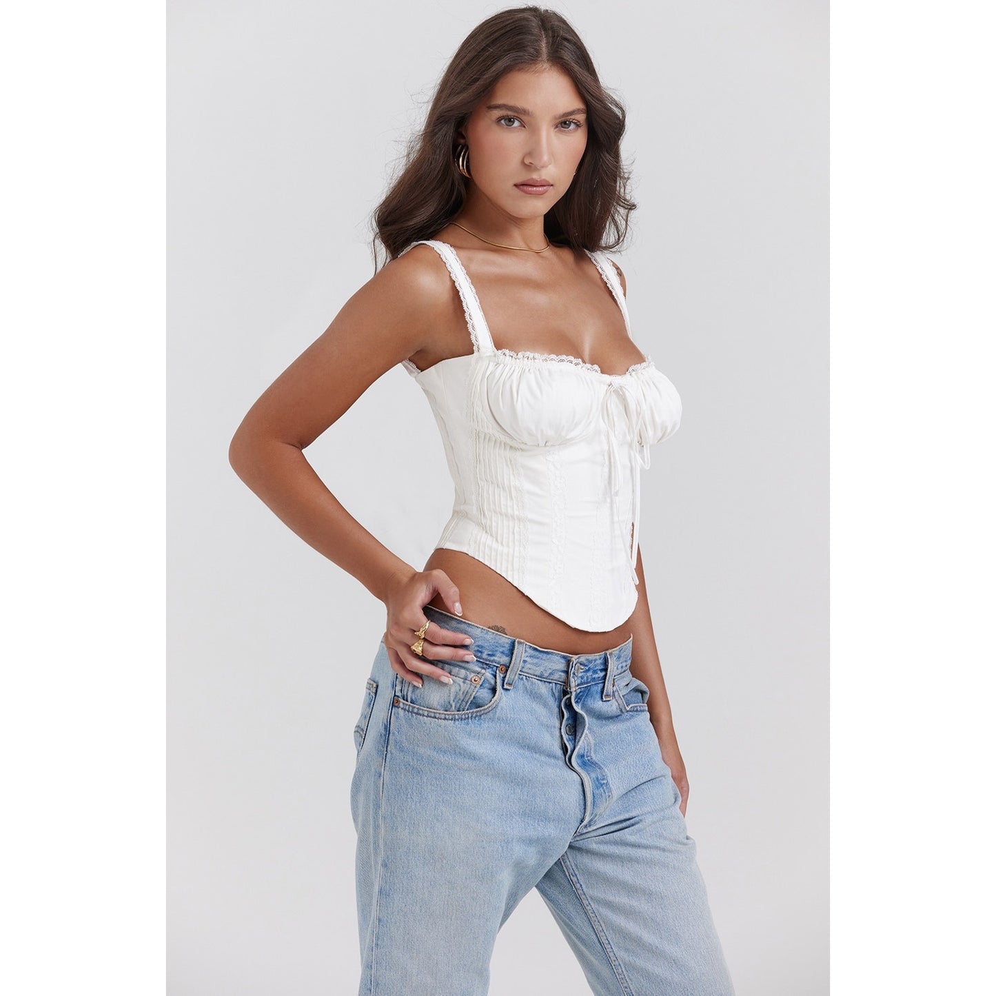House of CB Gini white lace back corset