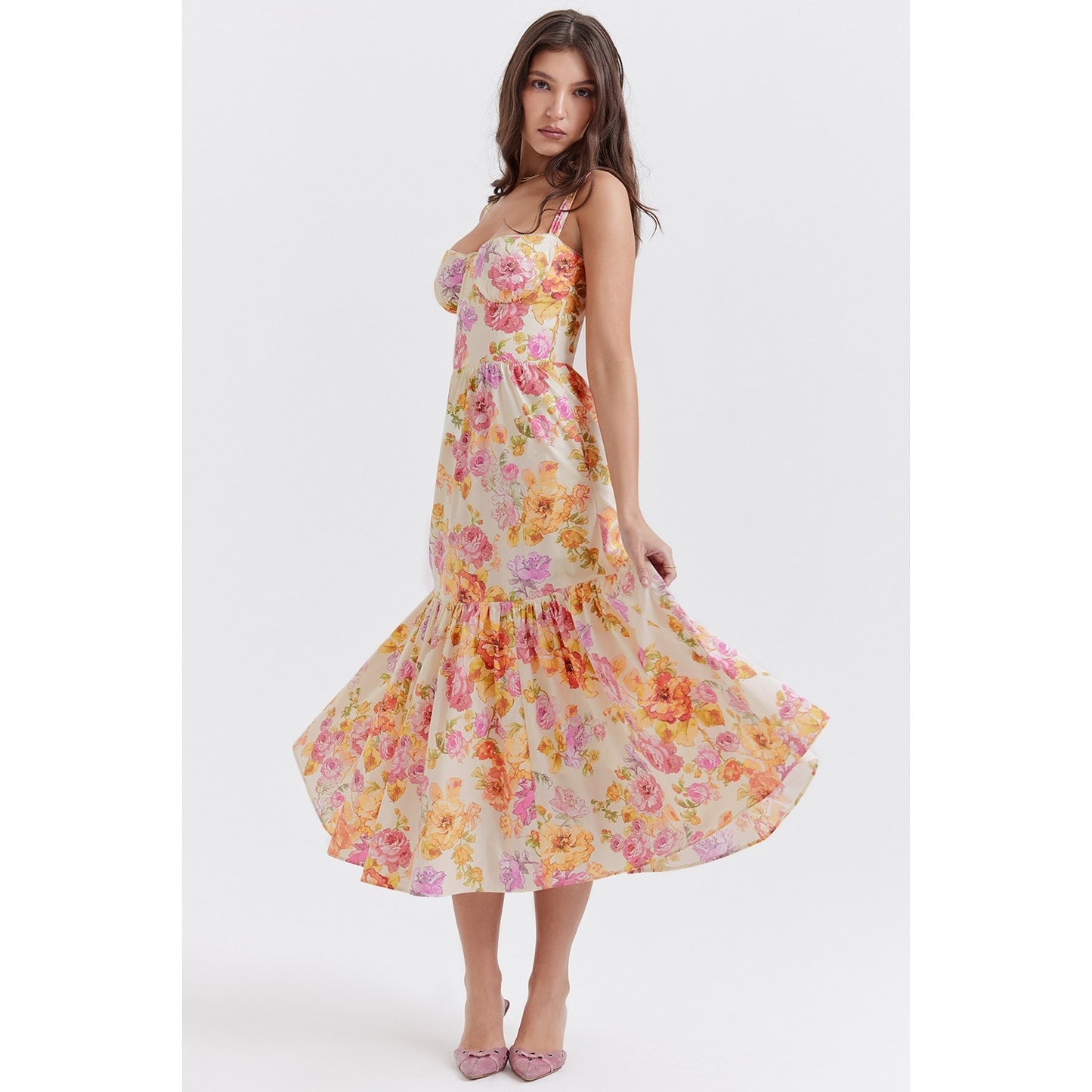 House of CB Elia ivory floral midi sundress