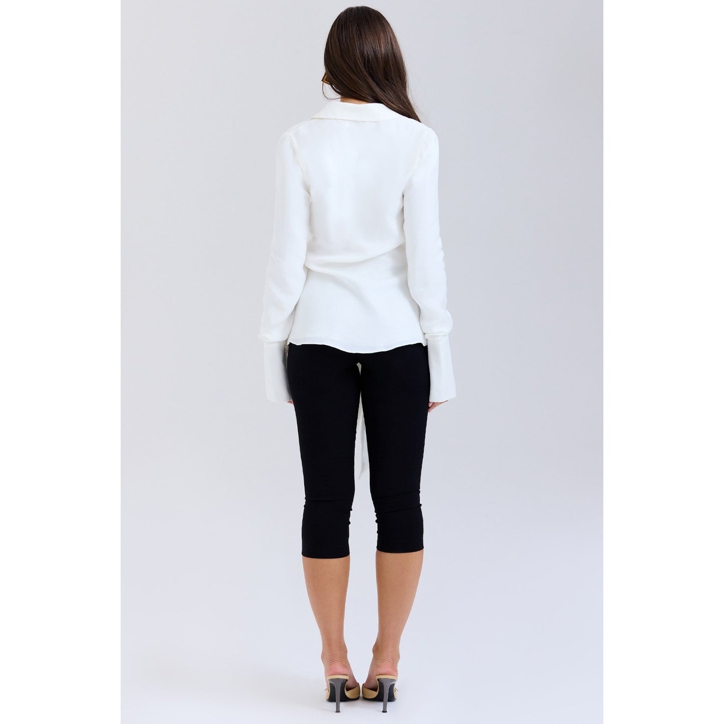 House of CB Hope White Draped Tie Front Shirt